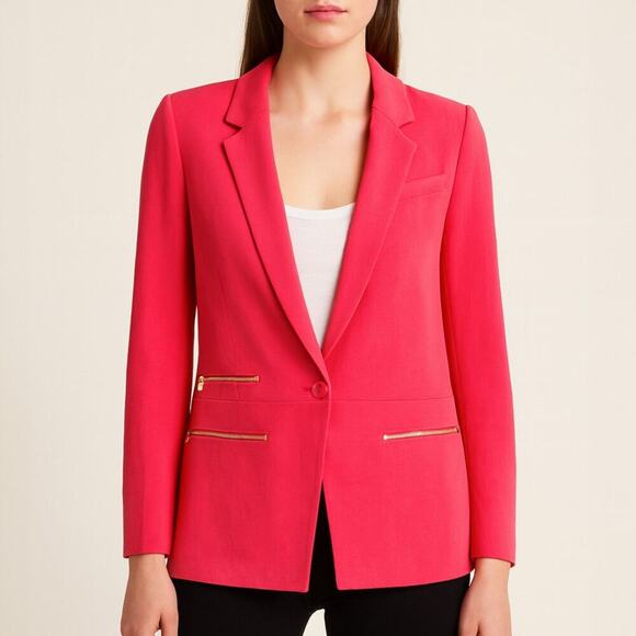 Maje Bright Pink One Button Blazer Size FR 38 - Picture 1 of 8